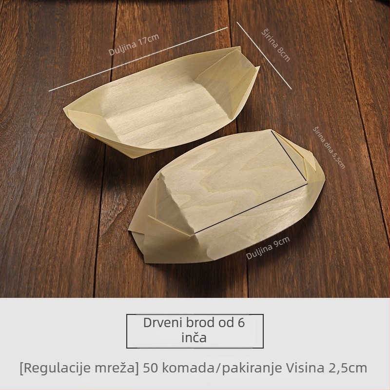 Drveni jednokratni tanjur u obliku broda, Art Kitchen Creative – moderni minimalistički stil