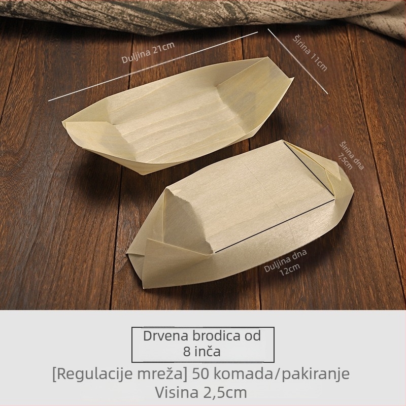 Drveni jednokratni tanjur u obliku broda, Art Kitchen Creative – moderni minimalistički stil