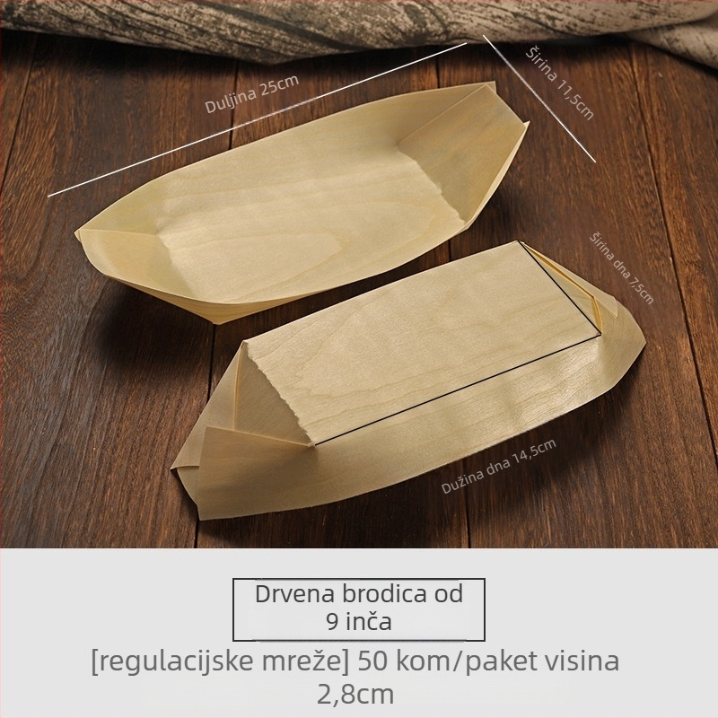 Drveni jednokratni tanjur u obliku broda, Art Kitchen Creative – moderni minimalistički stil