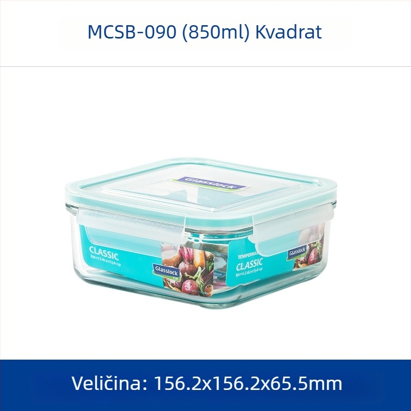 GlassLOCK bento kutija od kaljenog stakla, mikrovalno kompatibilna, s čvrstom brtvom, zapremina 800–1000 ml