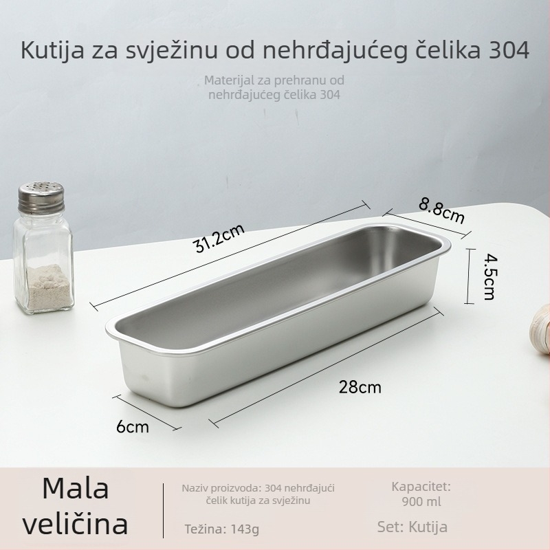 Tanak kutija od 304 nehrđajućeg čelika za očuvanje svježine, pravokutna, 1–2 L, mikrovalno sigurna, zapečaćena za sprječavanje mirisa