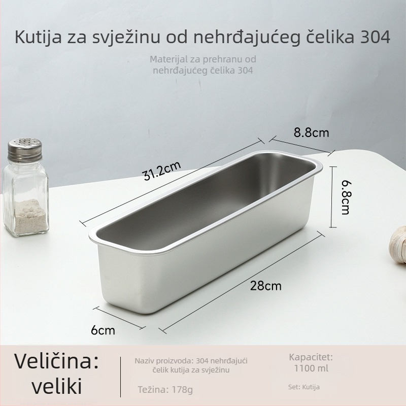 Tanak kutija od 304 nehrđajućeg čelika za očuvanje svježine, pravokutna, 1–2 L, mikrovalno sigurna, zapečaćena za sprječavanje mirisa
