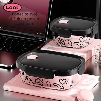 Staklena kutija za ručak, kvadratnog oblika, 301–500 ml, pogodna za mikrovalnu, prilagodljiva