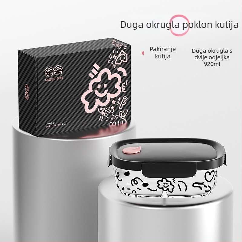 Staklena kutija za ručak, kvadratnog oblika, 301–500 ml, pogodna za mikrovalnu, prilagodljiva
