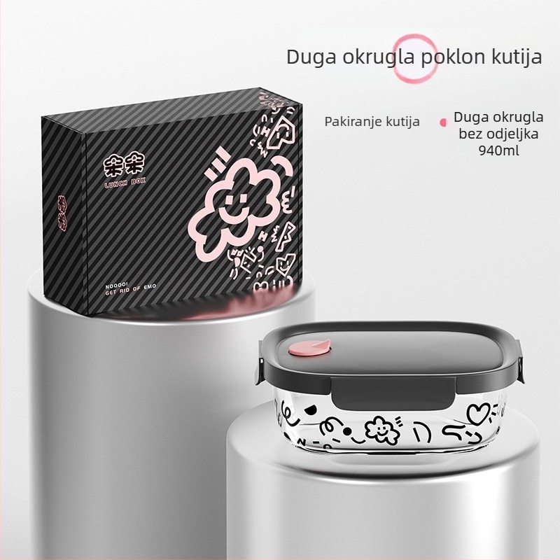 Staklena kutija za ručak, kvadratnog oblika, 301–500 ml, pogodna za mikrovalnu, prilagodljiva