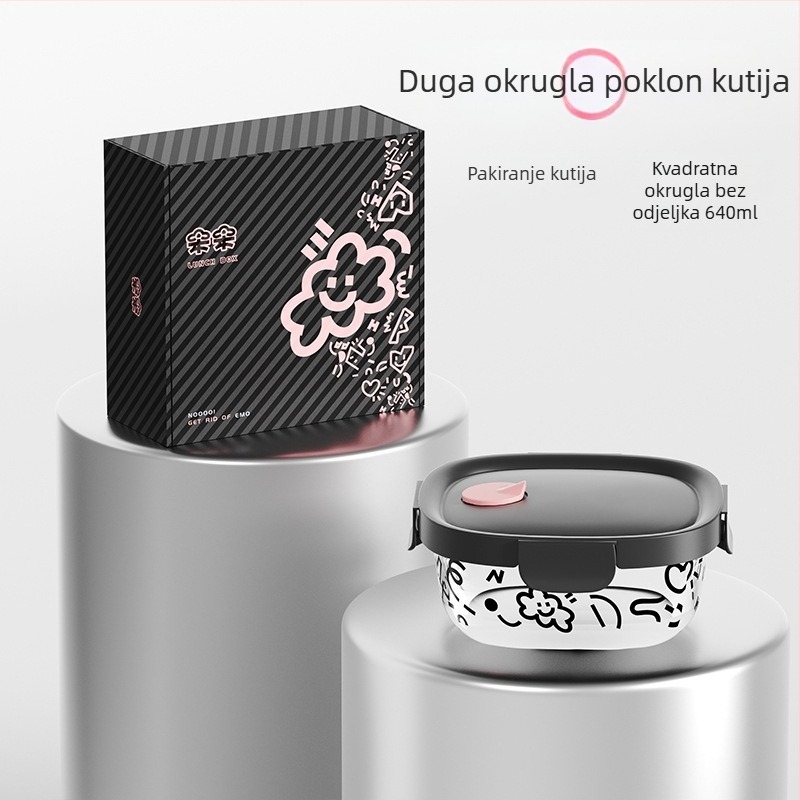 Staklena kutija za ručak, kvadratnog oblika, 301–500 ml, pogodna za mikrovalnu, prilagodljiva