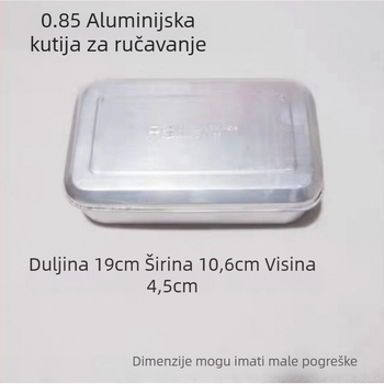Aluminijska vintage kutija za ručak s poklopcem, kvadratnog oblika, kapacitet 1–2 L, nije pogodna za mikrovalnu pećnicu