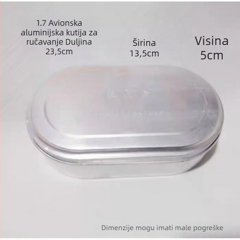 Aluminijska vintage kutija za ručak s poklopcem, kvadratnog oblika, kapacitet 1–2 L, nije pogodna za mikrovalnu pećnicu