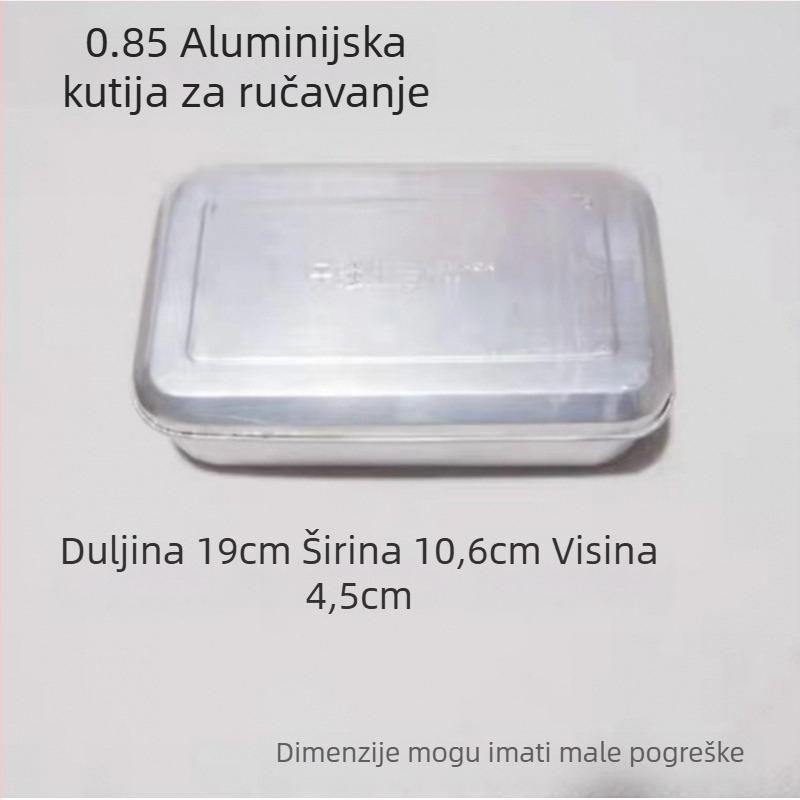 Aluminijska vintage kutija za ručak s poklopcem, kvadratnog oblika, kapacitet 1–2 L, nije pogodna za mikrovalnu pećnicu