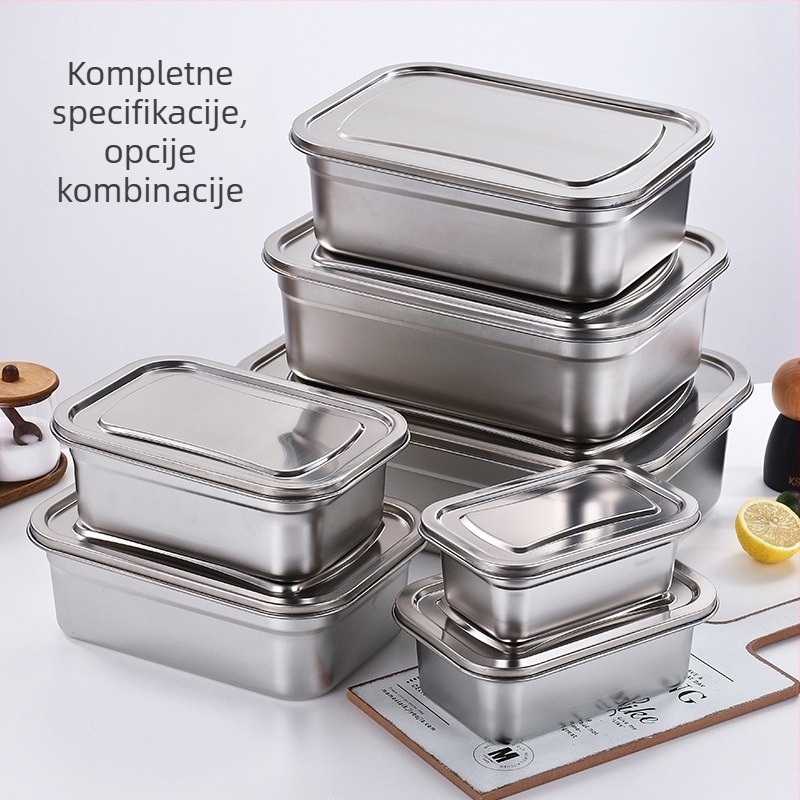 Kutija za ručak od nehrđajućeg čelika s poklopcem, izolirana, pravokutnog oblika, kapacitet 5 L i više, pogodna za mikrovalnu pećnicu