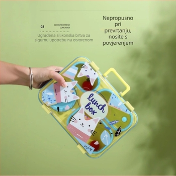 Zagrijavajuća kutija za ručak u mikrovalnoj pećnici, pravokutnog oblika s crtanom dizajnom, za djecu i zaposlenike