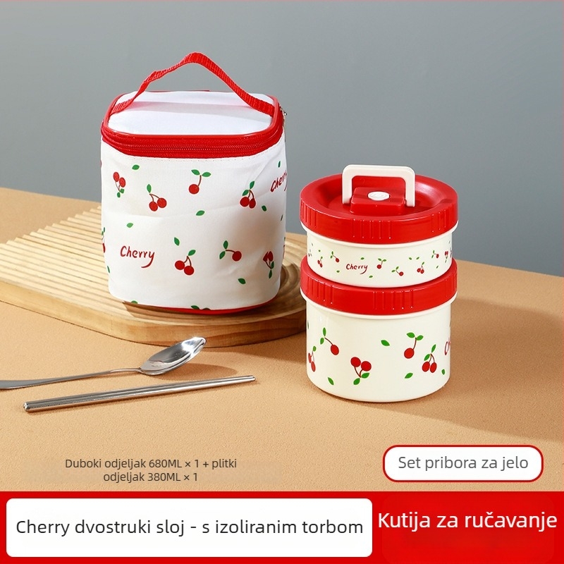 Izolirana kutija za ručak od nehrđajućeg čelika 304, s poklopcem, kompatibilna s mikrovalnom pećnicom, 301-500 ml