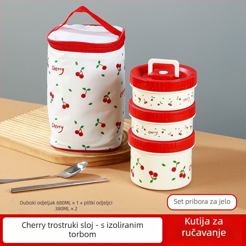 Izolirana kutija za ručak od nehrđajućeg čelika 304, s poklopcem, kompatibilna s mikrovalnom pećnicom, 301-500 ml