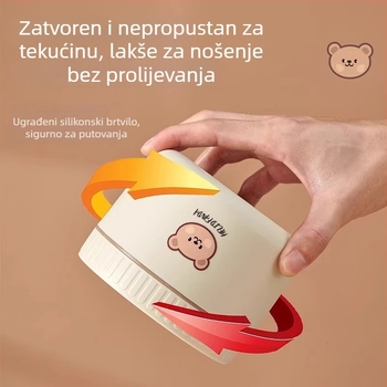 Izolirana kutija za ručak, kompatibilna s mikrovalnom pećnicom, prijenosna, motiv Malog medvjedića, kapacitet 301–800 ml, materijal PP