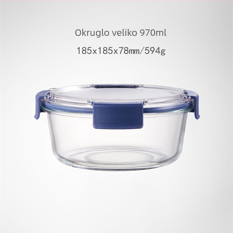Staklena kutija za ručak s čvrstim zatvaranjem, otporna na mikrovalnu, moderan minimalistički dizajn, kapacitet 301–1000 ml