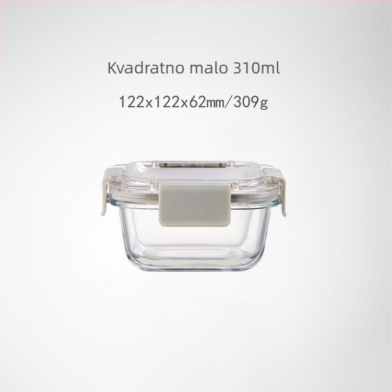 Staklena kutija za ručak s čvrstim zatvaranjem, otporna na mikrovalnu, moderan minimalistički dizajn, kapacitet 301–1000 ml