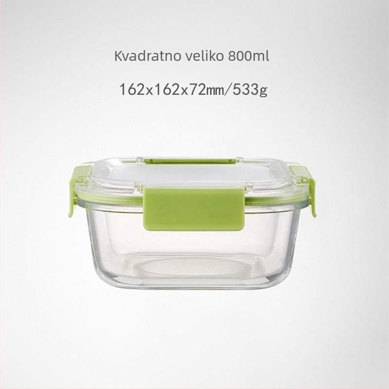 Staklena kutija za ručak s čvrstim zatvaranjem, otporna na mikrovalnu, moderan minimalistički dizajn, kapacitet 301–1000 ml