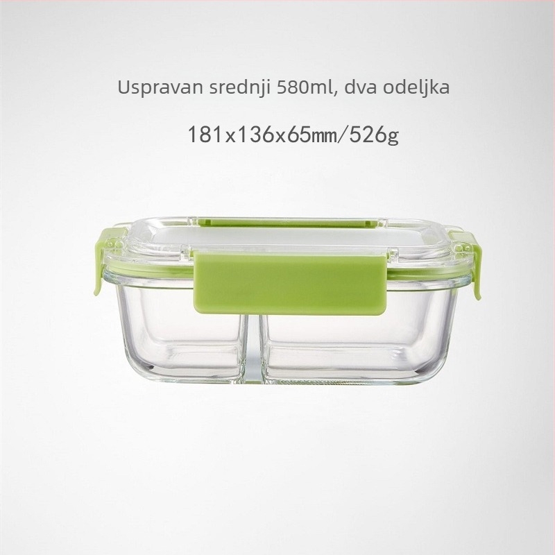 Staklena kutija za ručak s čvrstim zatvaranjem, otporna na mikrovalnu, moderan minimalistički dizajn, kapacitet 301–1000 ml
