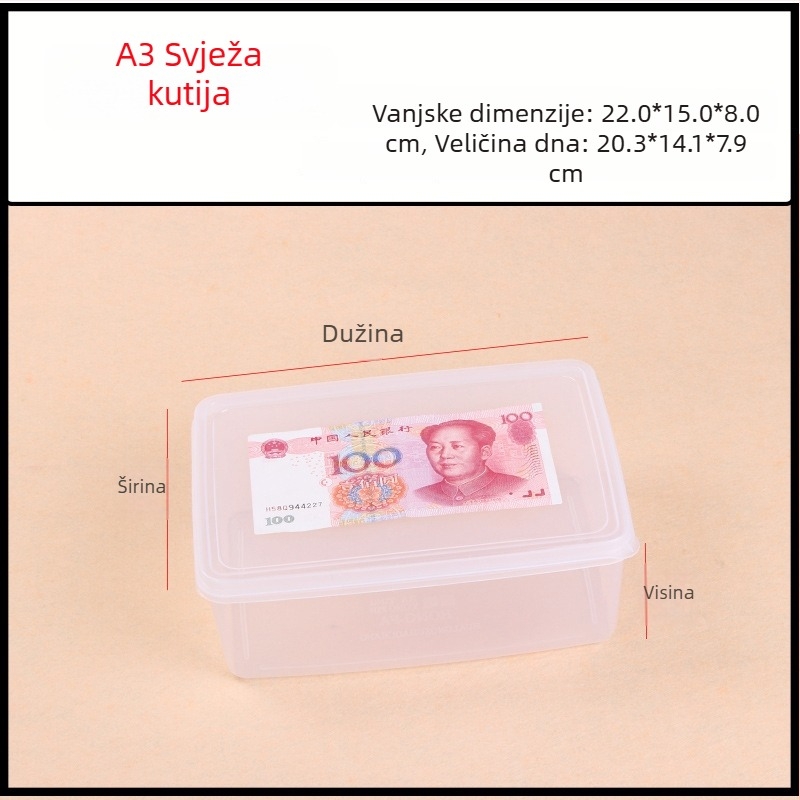 Hualong plastična kutija za pohranu hrane, zagrijljiva, kompatibilna s mikrovalnom pećnicom, pravokutna, 301-500 ml