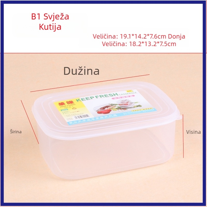 Hualong plastična kutija za pohranu hrane, zagrijljiva, kompatibilna s mikrovalnom pećnicom, pravokutna, 301-500 ml