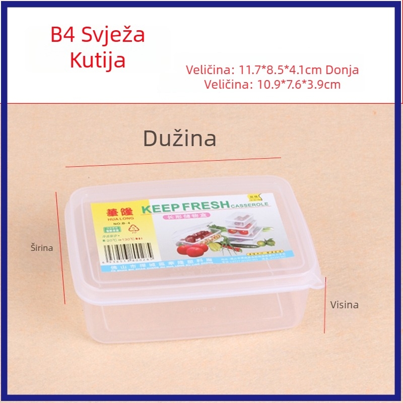 Hualong plastična kutija za pohranu hrane, zagrijljiva, kompatibilna s mikrovalnom pećnicom, pravokutna, 301-500 ml