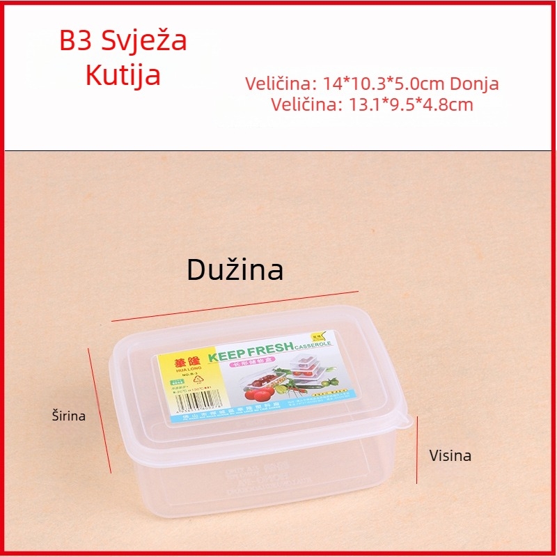 Hualong plastična kutija za pohranu hrane, zagrijljiva, kompatibilna s mikrovalnom pećnicom, pravokutna, 301-500 ml