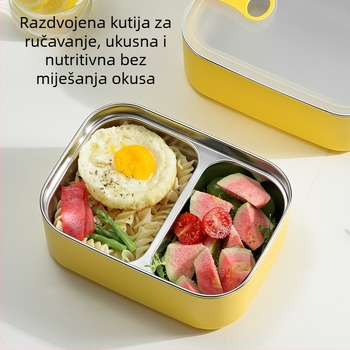Izolirana kutija za ručak od 304 nehrđajućeg čelika s dvostrukim odjeljcima i poklopcem s ventilom zraka, sigurna za mikrovalnu pećnicu