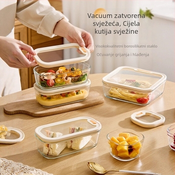 Staklena kutija za ručak za mikrovalnu, kvadratnog oblika, 501–800 ml, dvodijelni dizajn