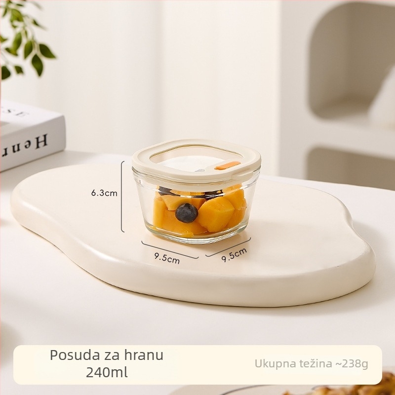Staklena kutija za ručak za mikrovalnu, kvadratnog oblika, 501–800 ml, dvodijelni dizajn