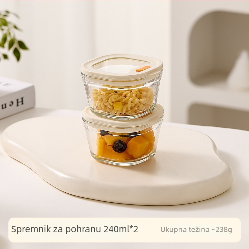 Staklena kutija za ručak za mikrovalnu, kvadratnog oblika, 501–800 ml, dvodijelni dizajn