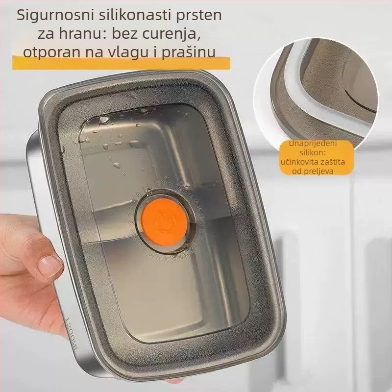 Kutija od nehrđajućeg čelika za čuvanje hrane s poklopcem, pravokutnog oblika, mikrovalna sigurnost, održava toplinu, kapacitet 1–2 L ili 2.1–3 L