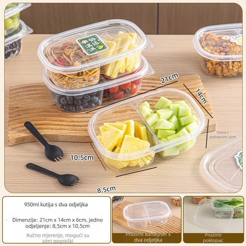 Jednokratna kutija za obrok s poklopcem, PP materijal za hranu, sigurna za mikrovalnu pećnicu