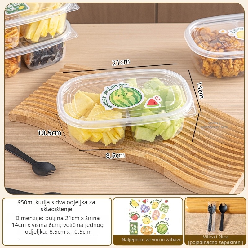 Jednokratna kutija za obrok s poklopcem, PP materijal za hranu, sigurna za mikrovalnu pećnicu