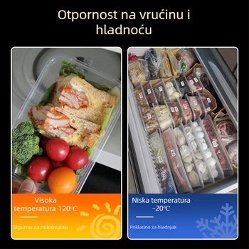 Jednokratna debela plastična kutija za obrok s poklopcem, pravokutni spremnik i okrugla zdjela za dostavu