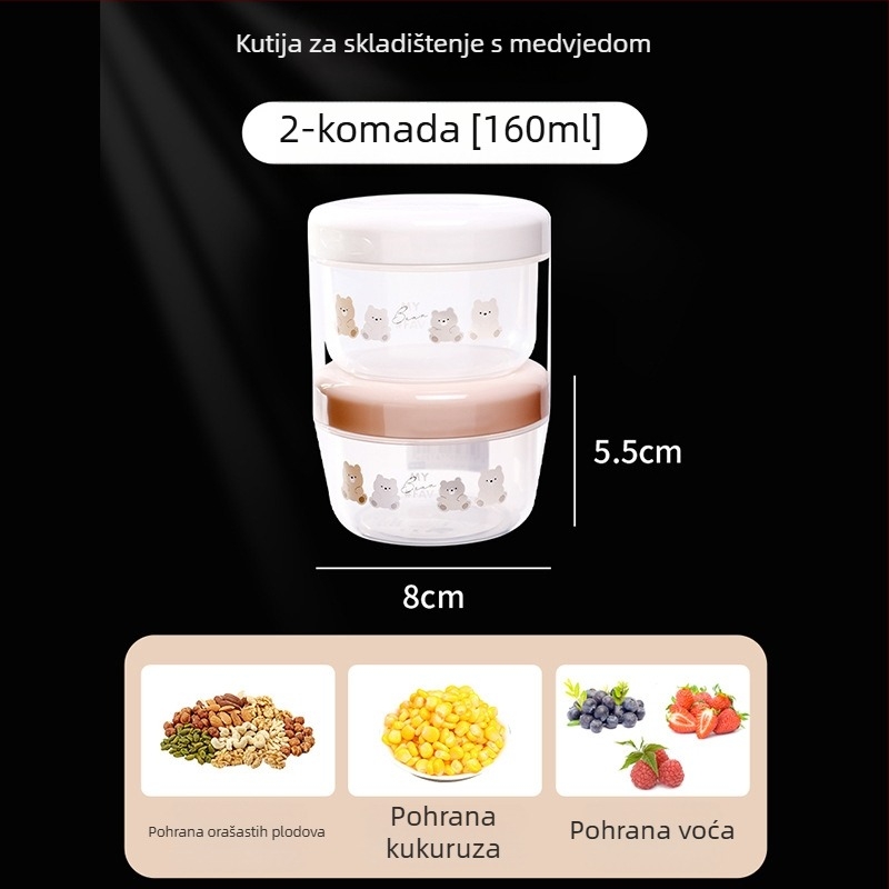 NAKAYA Okrugla plastična zatvorena kutija za hranu Crisper Box 301-500 ml, Crtani uzorak, Jednoslojna, Nije prikladna za mikrovalnu