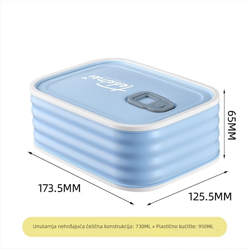 Kutija za ručak od 304 nehrđajućeg čelika, četvrtasti oblik, kapacitet 501–800 ml, mikrovalna sigurna, čuva hranu svježu