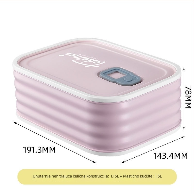 Kutija za ručak od 304 nehrđajućeg čelika, četvrtasti oblik, kapacitet 501–800 ml, mikrovalna sigurna, čuva hranu svježu