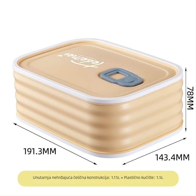 Kutija za ručak od 304 nehrđajućeg čelika, četvrtasti oblik, kapacitet 501–800 ml, mikrovalna sigurna, čuva hranu svježu