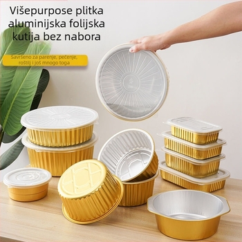Kutija za obrok od aluminijske folije, jednokratna, zapakirana za dostavu, otporna na visoke temperature, mogućnost tiska logotipa, prilagodba