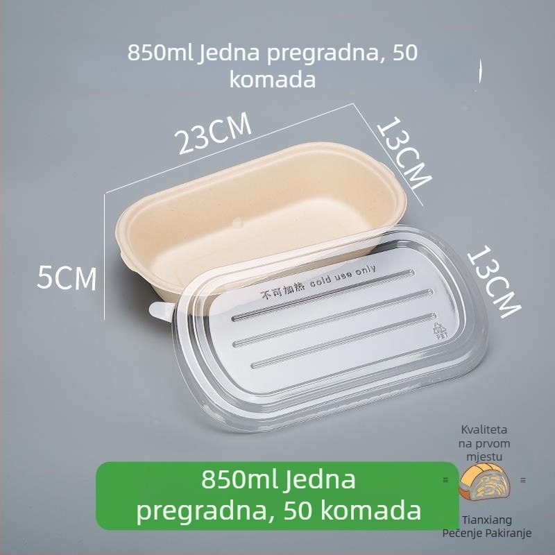Kutija za desert za piknik s tri odjeljka: jogurt, voće i torta — mikrovalna pećnica: Ne; ispis logotipa: Dostupan; prilagodba: Ne; razgradivo: Ne