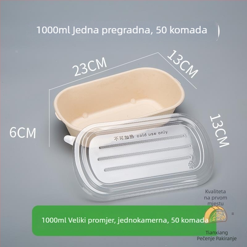 Kutija za desert za piknik s tri odjeljka: jogurt, voće i torta — mikrovalna pećnica: Ne; ispis logotipa: Dostupan; prilagodba: Ne; razgradivo: Ne