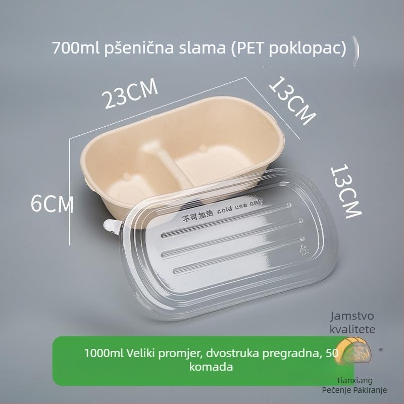 Kutija za desert za piknik s tri odjeljka: jogurt, voće i torta — mikrovalna pećnica: Ne; ispis logotipa: Dostupan; prilagodba: Ne; razgradivo: Ne