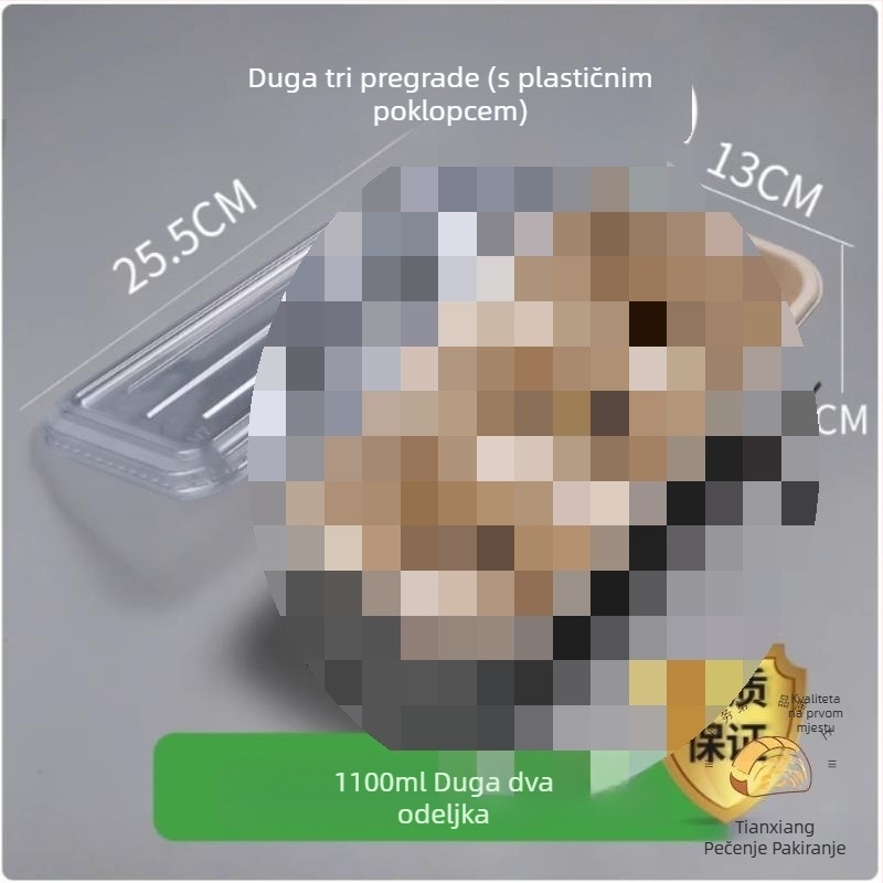 Kutija za desert za piknik s tri odjeljka: jogurt, voće i torta — mikrovalna pećnica: Ne; ispis logotipa: Dostupan; prilagodba: Ne; razgradivo: Ne