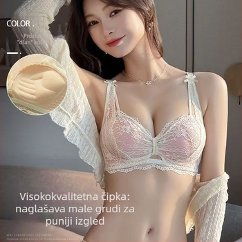 Čipkasti ženski donji veš, francuski stil, pojačani Push-Up za male grudi, protiv opuštanja, podizanje, seksi leđa
