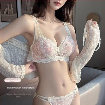 Čipkasti ženski donji veš, francuski stil, pojačani Push-Up za male grudi, protiv opuštanja, podizanje, seksi leđa