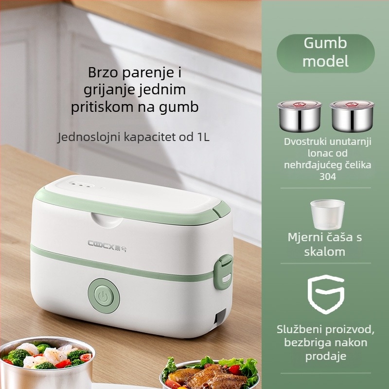 Električna kutija za ručak, 2.0 L, 300W, unutarnja posuda od nehrđajućeg čelika, AC 110-220V, grijanje