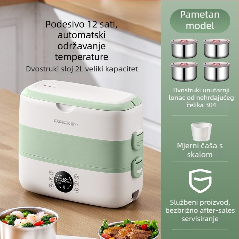 Električna kutija za ručak, 2.0 L, 300W, unutarnja posuda od nehrđajućeg čelika, AC 110-220V, grijanje