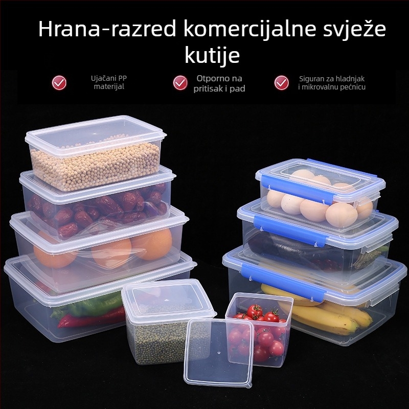 Plastična četvrtasta kutija za hranu s poklopcem, pogodna za mikrovalnu pećnicu