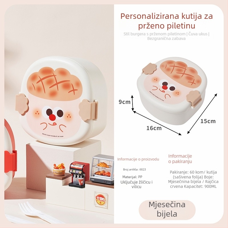 Plastična kutija za ručak, pravokutnog oblika, mikrovalna kompatibilna, svjež i sladak stil, jednodjelna