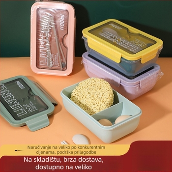 Dijeljena plastična kutija za ručak, pravokutnog oblika, kapaciteta 1–2 L, zatvorena i izolirana, s poklopcem, za studente i uredske djelatnike